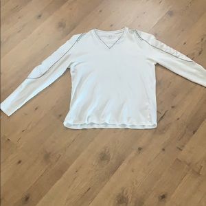 Armani Exchange white long sleeve v neck